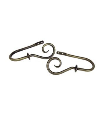 Rod Desyne Decorative Holdbacks with Curl Finials - Antique Brass