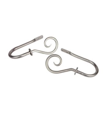 Rod Desyne Decorative Holdbacks with Curl Finials - Satin Nickel