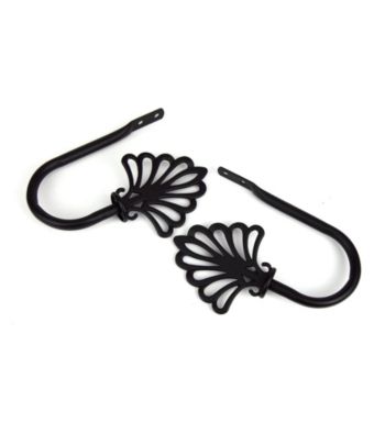 Rod Desyne Decorative Holdbacks with Fan Finials - Black
