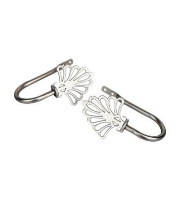 Rod Desyne Decorative Holdbacks with Fan Finials - Satin Nickel