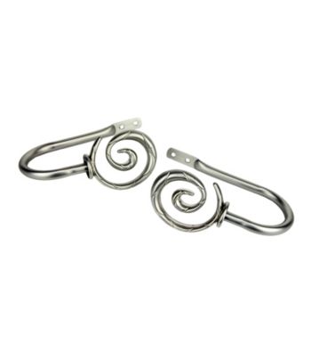 Rod Desyne Decorative Holdbacks with Spiral Finials - Satin Nickel