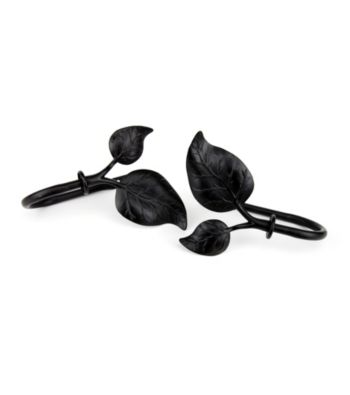 Rod Desyne Decorative Holdbacks with Ivy Finials - Black
