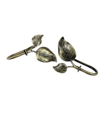 Rod Desyne Decorative Holdbacks with Ivy Finials - Antique Brass