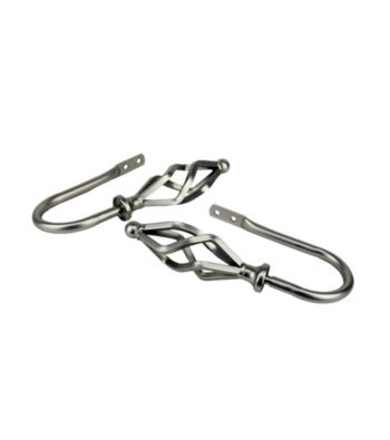Rod Desyne Decorative Holdbacks with Marquise Finials - Satin Nickel