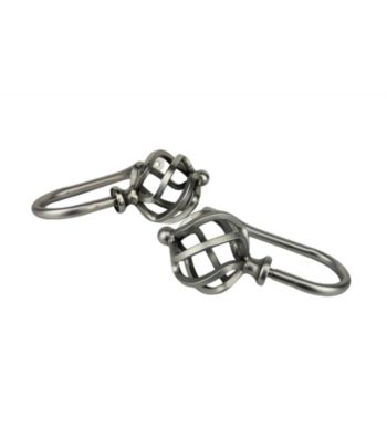 Rod Desyne Decorative Holdbacks with Twist Finials - Satin Nickel