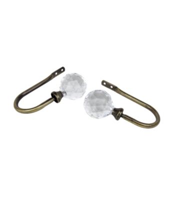 Rod Desyne Decorative Holdbacks with Faceted Finials - Antique Brass