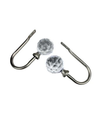 Rod Desyne Decorative Holdbacks with Faceted Finials - Satin Nickel