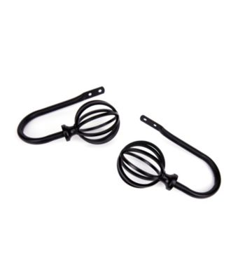 Rod Desyne Decorative Holdbacks with Cage Finials - Black
