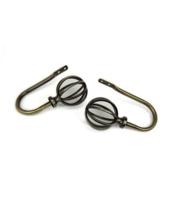 Rod Desyne Decorative Holdbacks with Cage Finials - Antique Brass