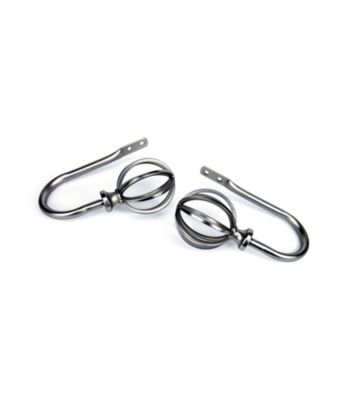Rod Desyne Decorative Holdbacks with Cage Finials - Satin Nickel
