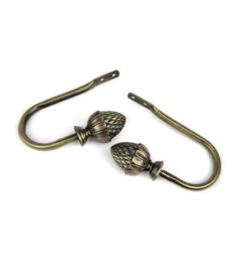 Rod Desyne Decorative Holdbacks with Acorn Finials - Antique Brass