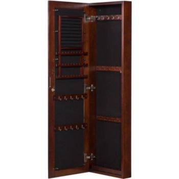 Holly & Martin™ Sophia Wall-Mount Jewelry Mirror - Warm Brown Walnut