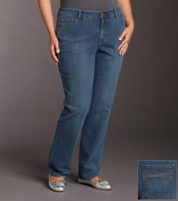 Relativity® Plus Size Absolutely Straight Jeans - Quarry Wash