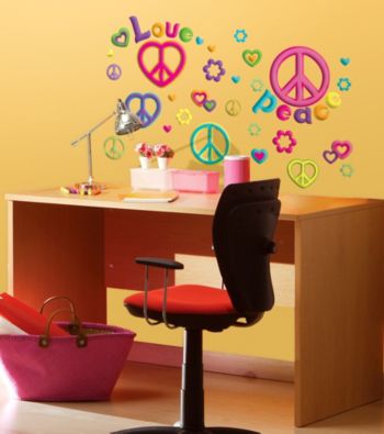 Lot 26 Studio® Glitter Puff Peace & Love Wall Decals