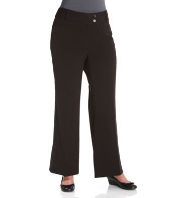 Rafaella® Plus Size Curvy-Fit Bootleg Stretch Black Gabardine Pants