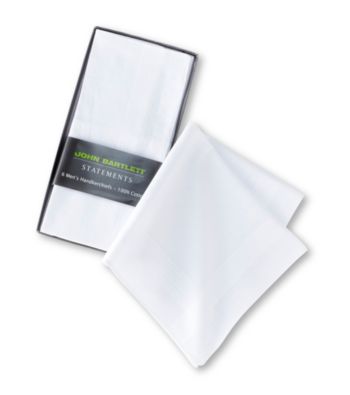 John Bartlett Statements Men's 6-Pack Cotton Handkerchiefs - White