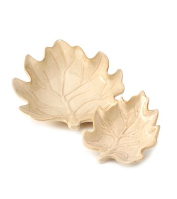 Ruff Hewn Harvest Dinnerware Collection Leaf Plates - Linen