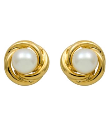 18k Gold-Over-Sterling Silver, Freshwater Pearl Earrings