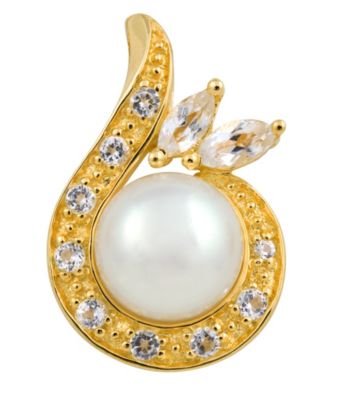 18k Gold-Over-Sterling Silver, Pearl and Topaz Pendant