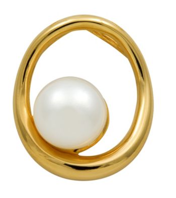 18k Gold-Over-Sterling Silver and Pearl Oval Pendant