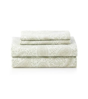 LivingQuarters Easy Care Green Paisley Microfiber Print Sheet Sets