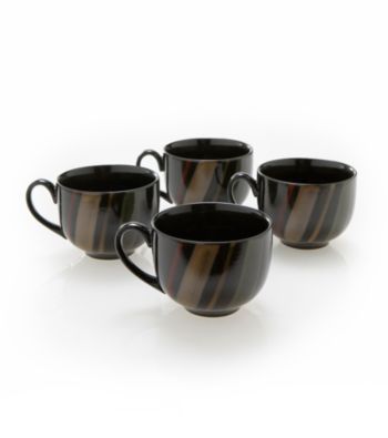 Sango Avanti Black Set of 4 Mugs