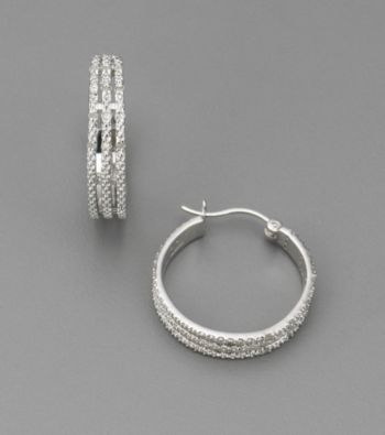 .25 ct. t.w. Genuine Diamond Three-Row Hoop Earrings