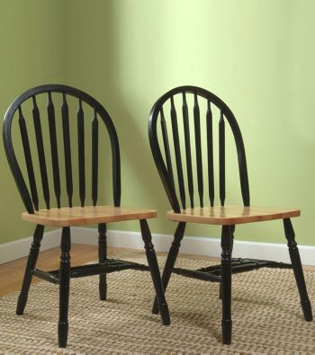 TMS Set of 2 Natural Black Arrowback Chairs