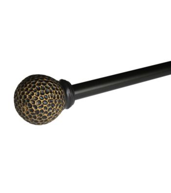 Elegant Home Fashions® Verona Drapery Rod with Hammered Design Finials - Antique Brass