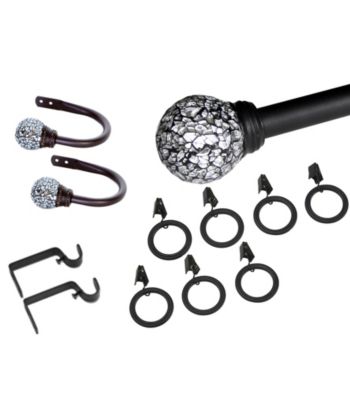 Elegant Home Fashions® Camden SLMB Window Rod Set - Silver & Black