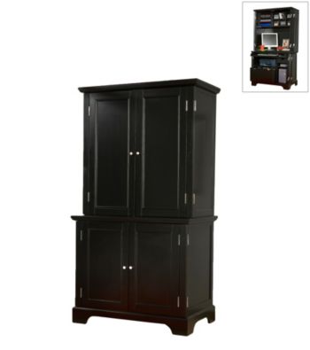 Home Styles® Bedford Compact Office Cabinet and Hutch - Ebony