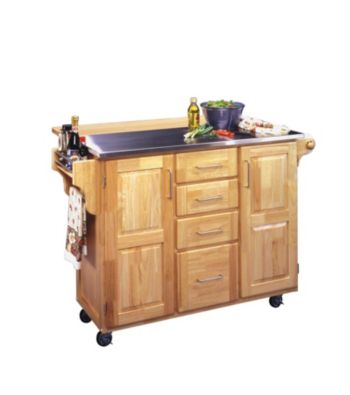 Home Styles® Stainless Steel Top Kitchen Center with Breakfast Bar - Natural
