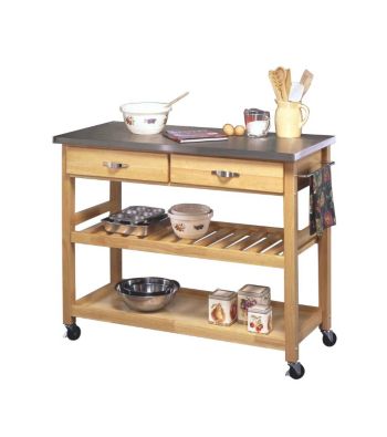 Home Styles® Kitchen Cart with Stainless Steel Top - Natural