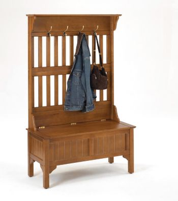 Home Styles® Hall Tree with Full Storage Bench - Cottage Oak