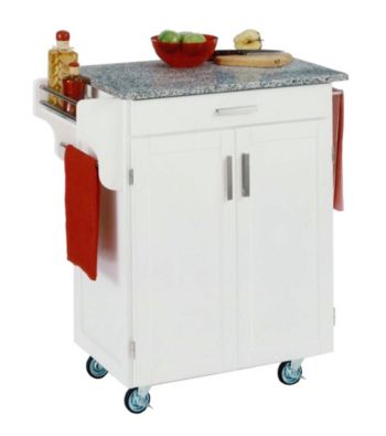 Home Styles® Cuisine Kitchen Cart with Salt and Pepper Granite Top - White