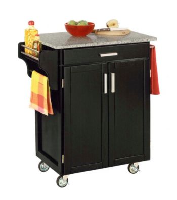 Home Styles® Cuisine Kitchen Cart with Salt and Pepper Granite Top - Black