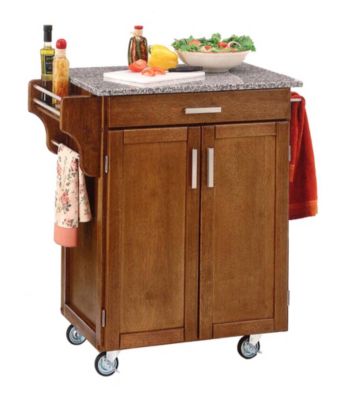 Home Styles® Cuisine Kitchen Cart with Salt and Pepper Granite Top - Cottage Oak