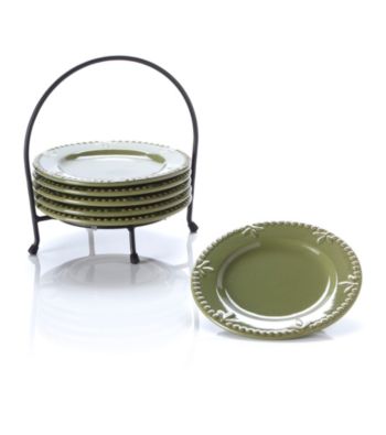 Sorrento Set of 6 Appetizer Plates with Holder