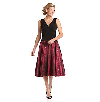 ... mailer women s l fashions sleeveless knit woven dress blackberry