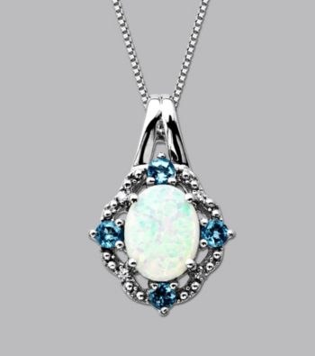 Created Opal and Blue Topaz Pendant