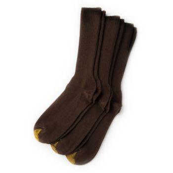 GOLD TOE® Men's 3-Pk. Fresh Tex Casual Fluffy Crew Socks - Brown