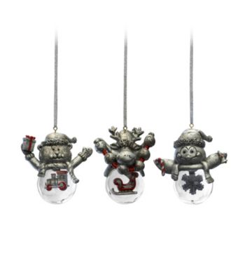 Towle® Silversmiths Holiday Wishes Winter Animals Set of 3 Snow Globe Ornaments