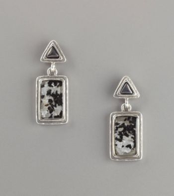 Laura Ashley® Roman Glass Drop Earrings - Black/Silvertone