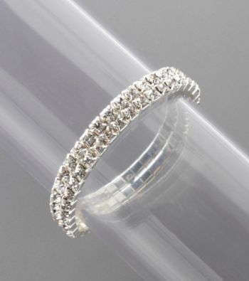 BT-Jeweled Double Row Stone Stretch Bracelet - Crystal/Silvertone