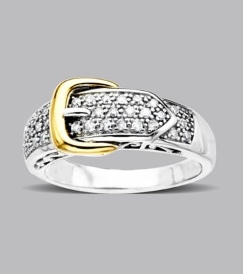 Sterling Silver and 14K Gold .25 ct. t.w. Diamond Buckle Ring