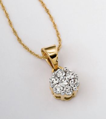 10K Gold .40 ct. t.w. Diamond Cluster Pendant