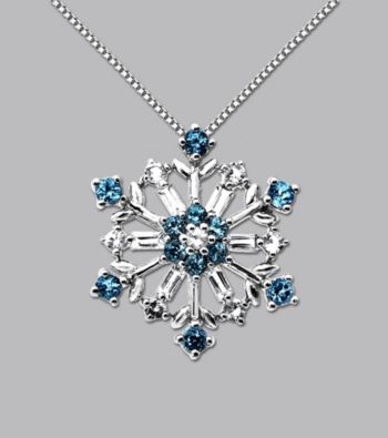 Sterling Silver Blue and White Topaz Snowflake Pendant
