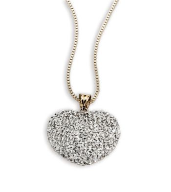 Sterling Silver and 10K Gold Crystal Heart Pendant