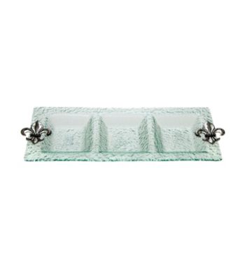 Thirstystone® Fleur de Lis 3-Section Glass Serving Tray