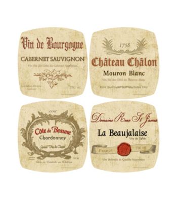 Thirstystone® Appetizer Plates - Wine Labels Collection